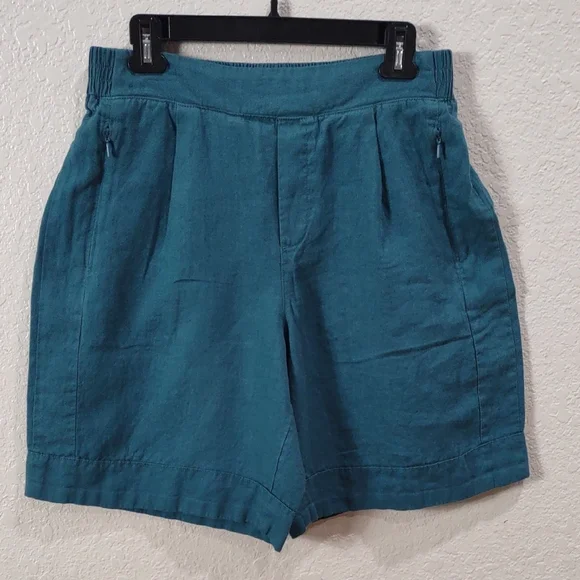 ATHLETA LINEN Shorts with Elastic Waistband and Relaxed Fit - Picture 3 of 15